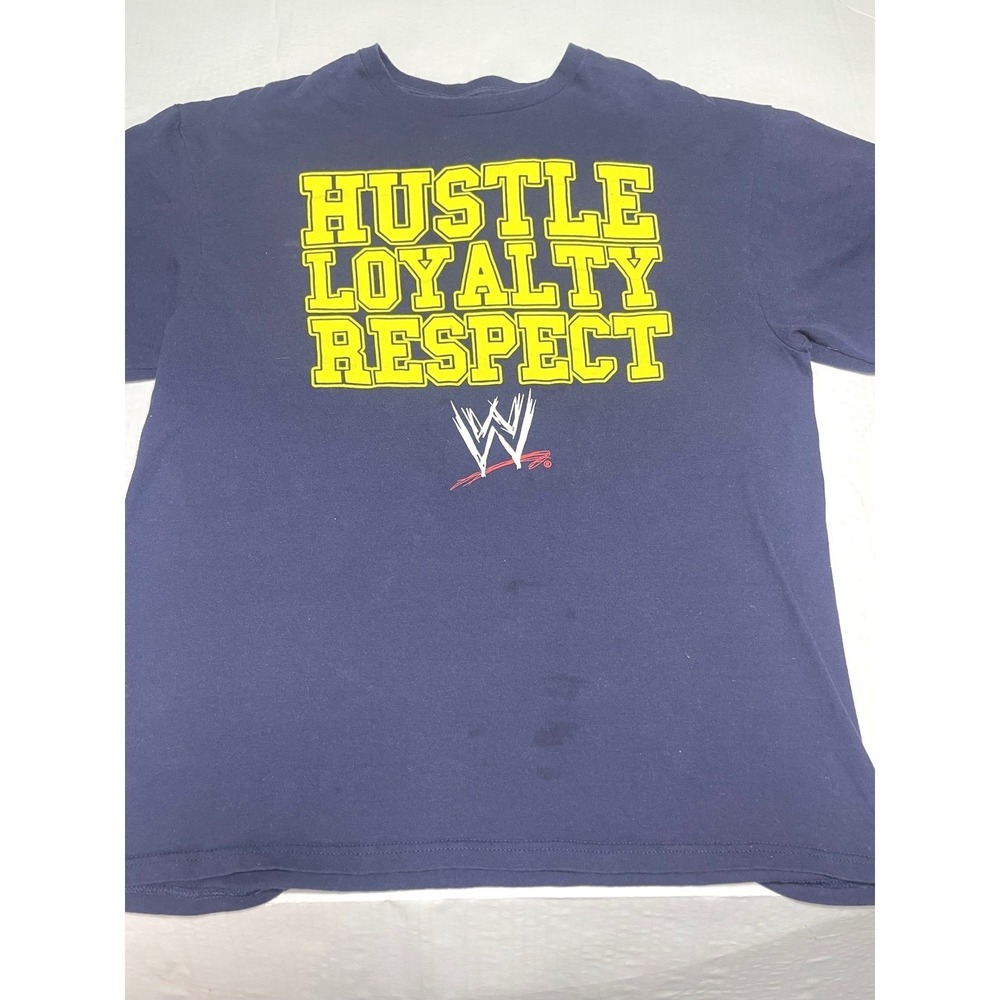 WWE John Cena Hustle Loyalty Respect Navy Blue Graphic T-Shirt Mens XL 2013
